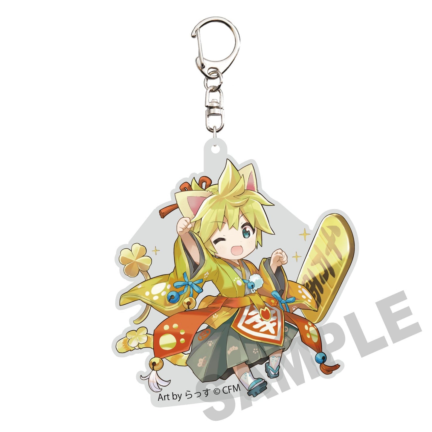 HATSUNE MIKU X MANEKI-NEKO DIE-CUT KAGAMINE LEN ART BY RASSU ACRYLIC KEYCHAIN Anime Pop