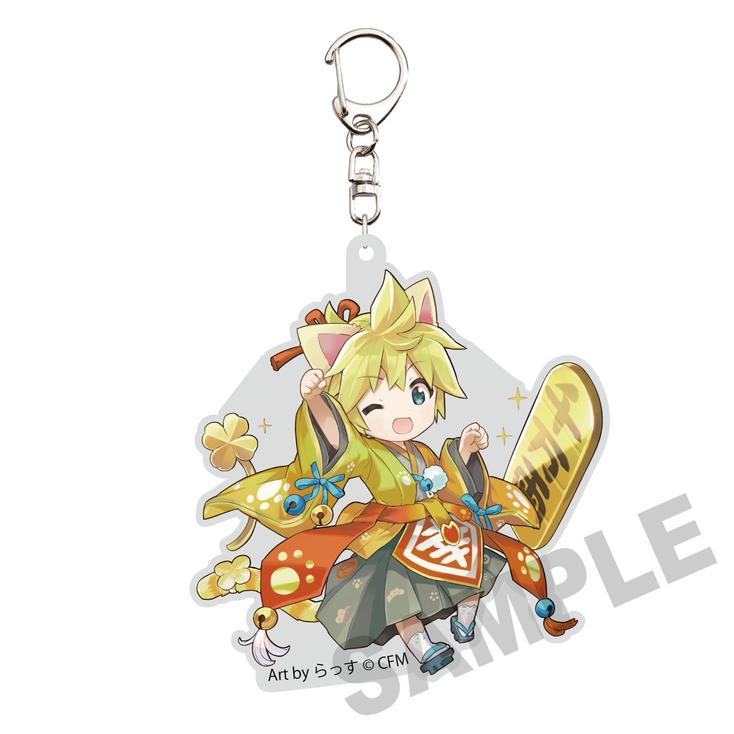 HATSUNE MIKU X MANEKI-NEKO DIE-CUT KAGAMINE LEN ART BY RASSU ACRYLIC KEYCHAIN Anime Pop