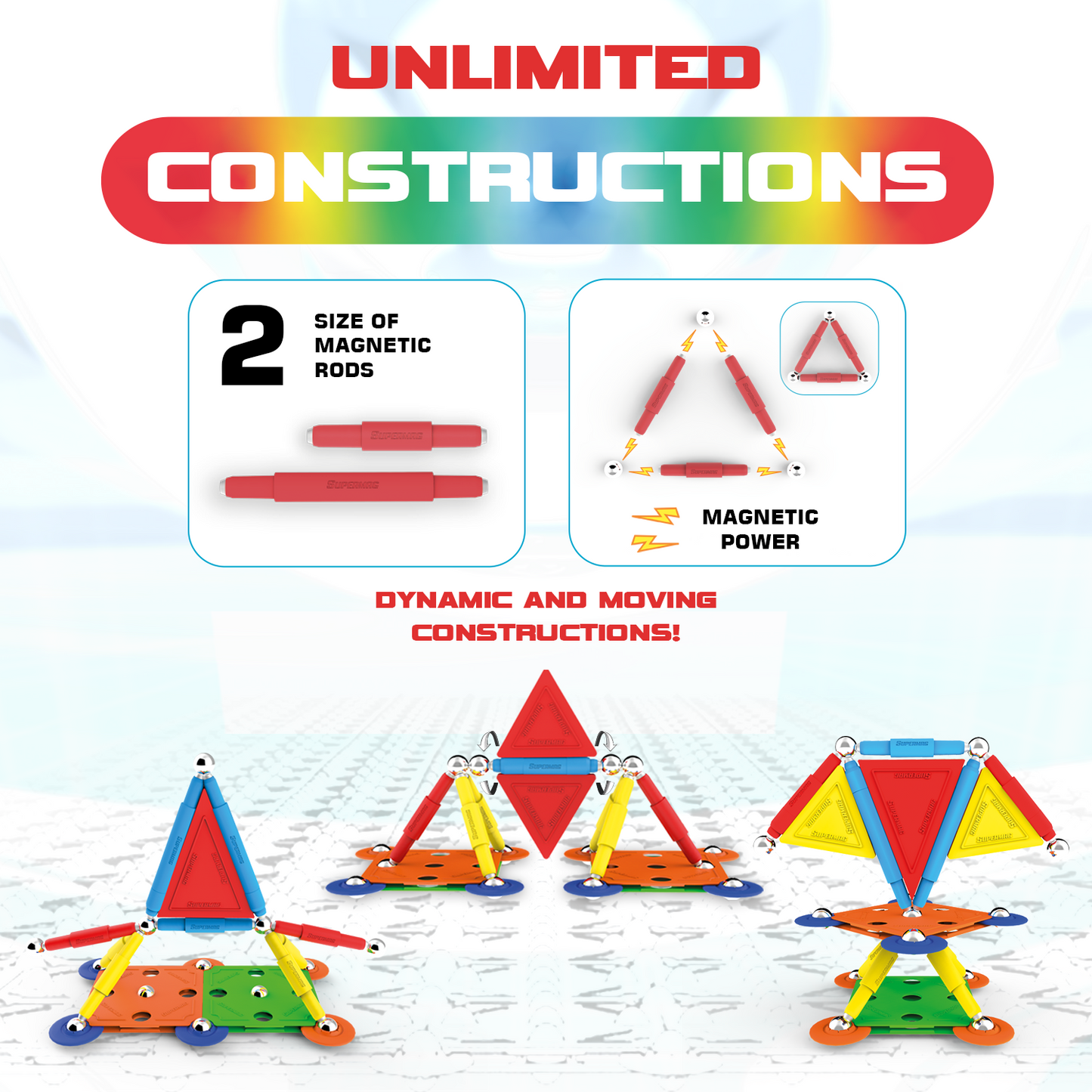 Tinamiri Supermag - Multicolor 45 - Magnetic Building Set, Educational construction fun, 45 piece set, Magnet Toys, 0651 Bridge Toys - Premium Jigsaw Puzzles