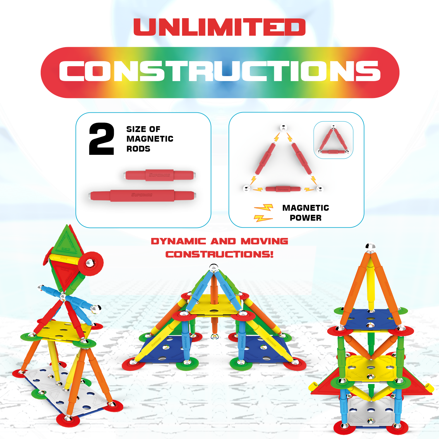 Tinamiri Supermag - Multicolor 60 - Magnetic Building Set, Educational construction fun, 60 piece set, Magnet Toys, 0652 Bridge Toys - Premium Jigsaw Puzzles