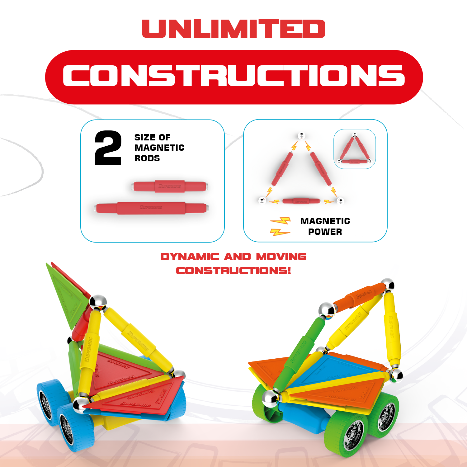 Tinamiri Supermag - Wheels 30 - Magnetic Building Set, Educational construction fun, 30 piece set, Magnet Toys, 0653 Bridge Toys - Premium Jigsaw Puzzles