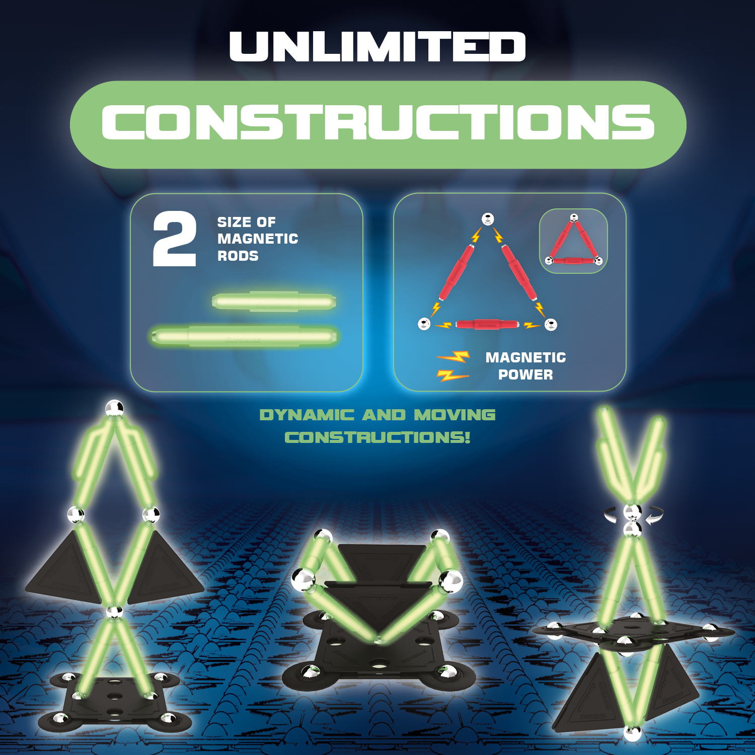 Tinamiri Supermag - Glow 30 - Magnetic Building Set, Educational construction fun, 30 piece set, Magnet Toys, 0657 Bridge Toys - Premium Jigsaw Puzzles