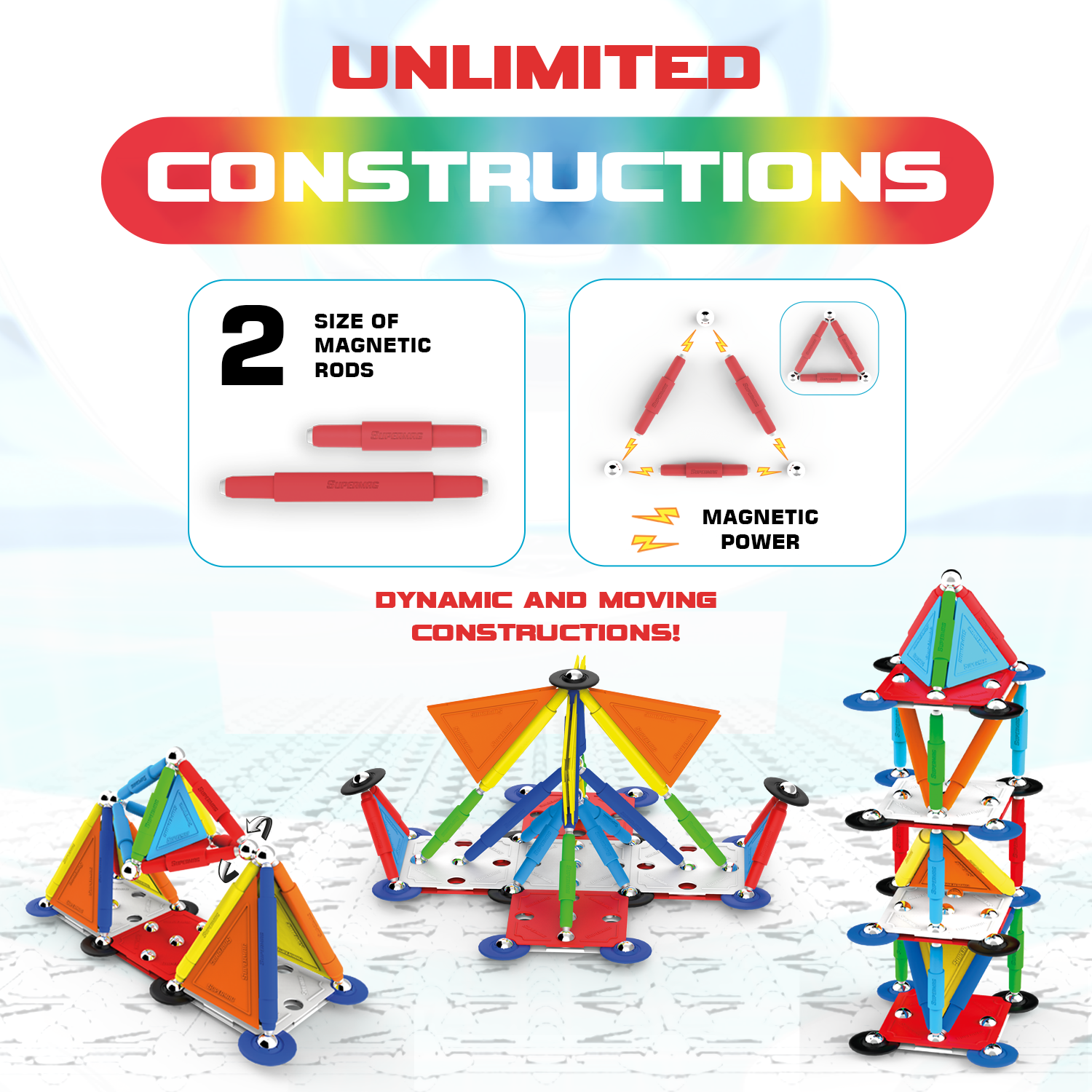 Tinamiri Supermag - Multicolor 85 - Magnetic Building Set, Educational construction fun, 85 piece set, Magnet Toys, 0658 Bridge Toys - Premium Jigsaw Puzzles