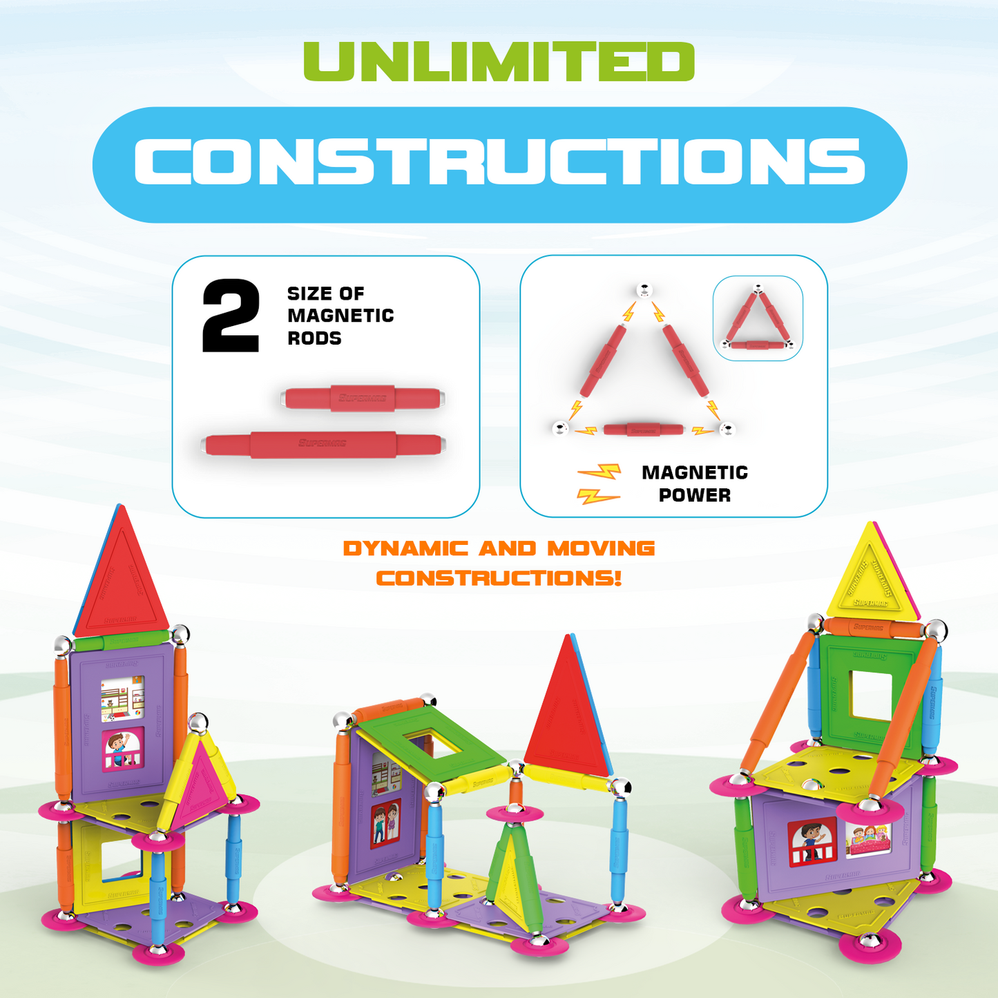 Tinamiri Supermag - House 55 - Magnetic Building Set, Educational construction fun, 55 piece set, Magnet Toys, 0663 Bridge Toys - Premium Jigsaw Puzzles