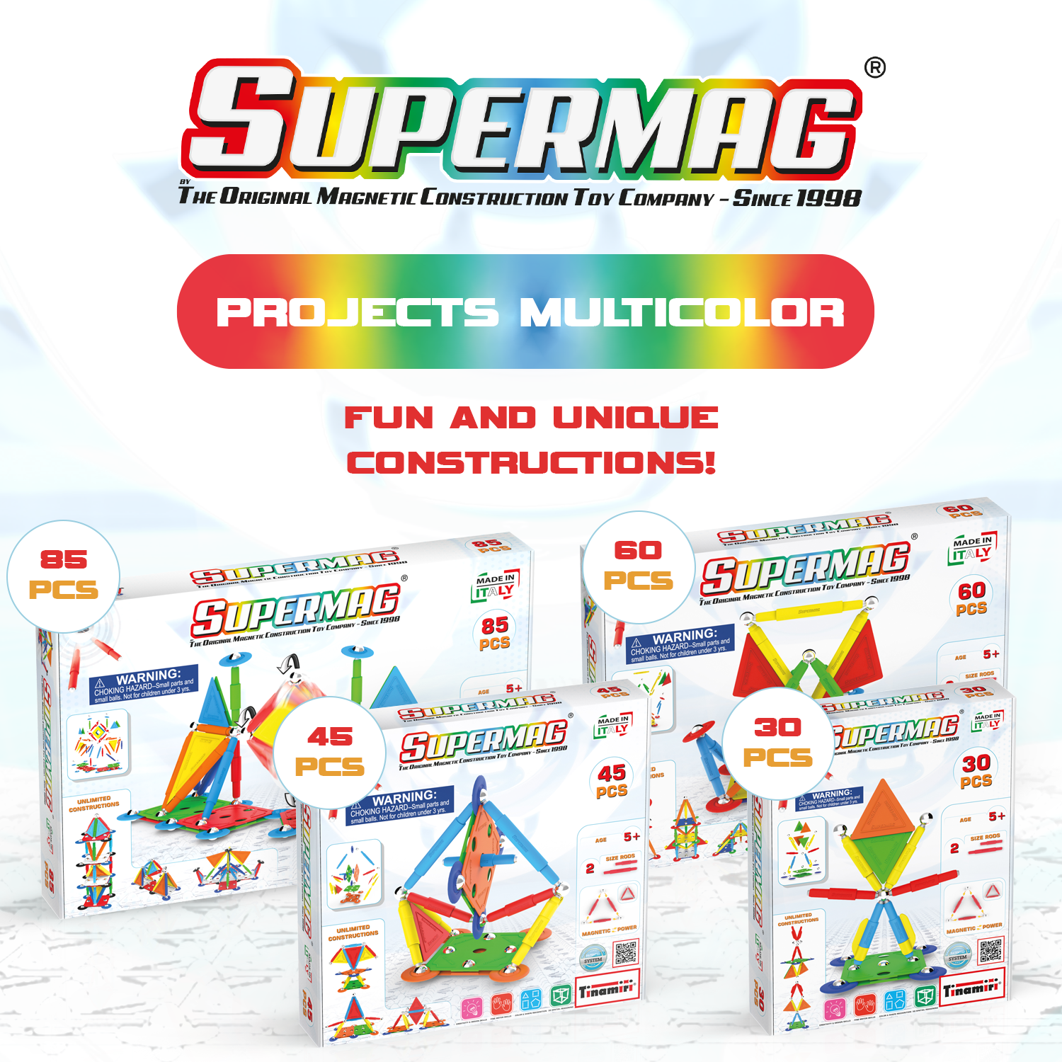 Tinamiri Supermag - Multicolor 30 - Magnetic Building Set, Educational construction fun, 30 piece set, Magnet Toys, 0650 Bridge Toys - Premium Jigsaw Puzzles