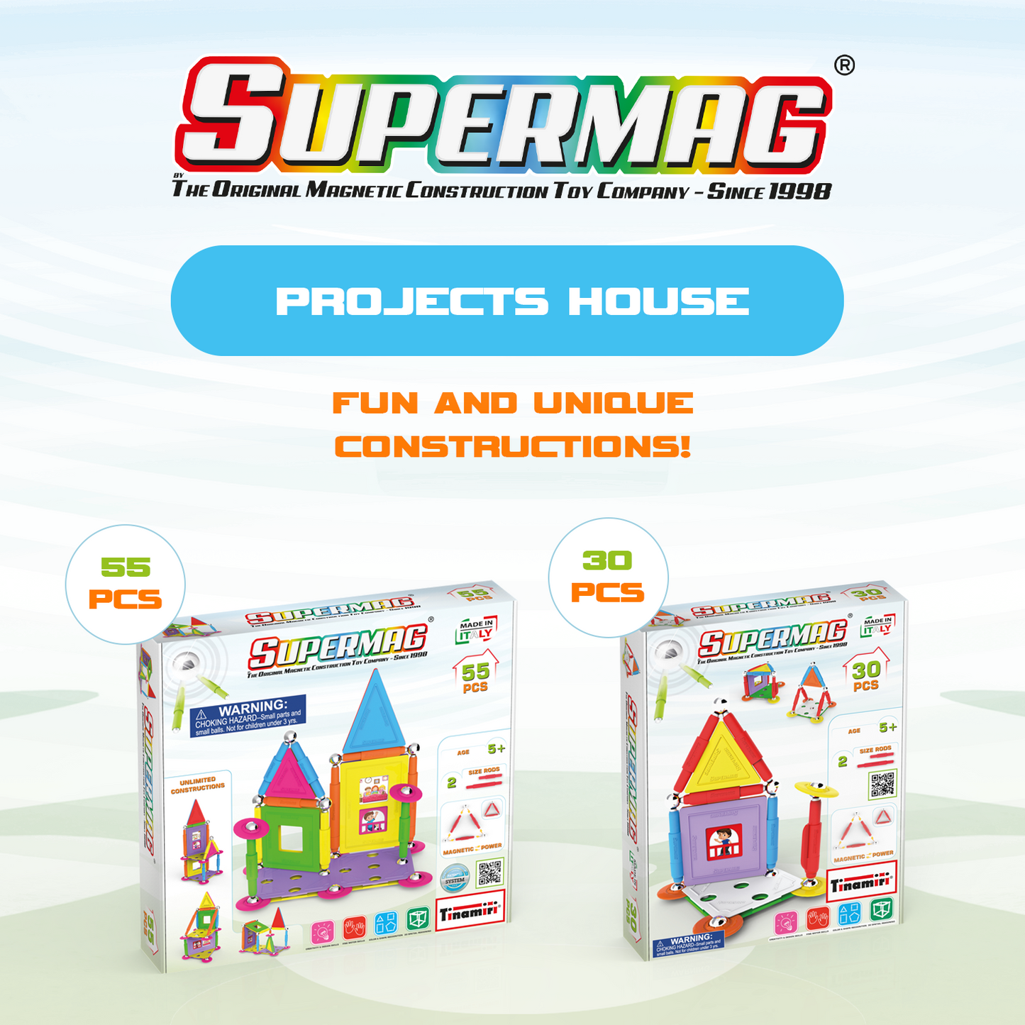 Tinamiri Supermag - House 30 - Magnetic Building Set, Educational construction fun, 30 piece set, Magnet Toys, 0662 Bridge Toys - Premium Jigsaw Puzzles