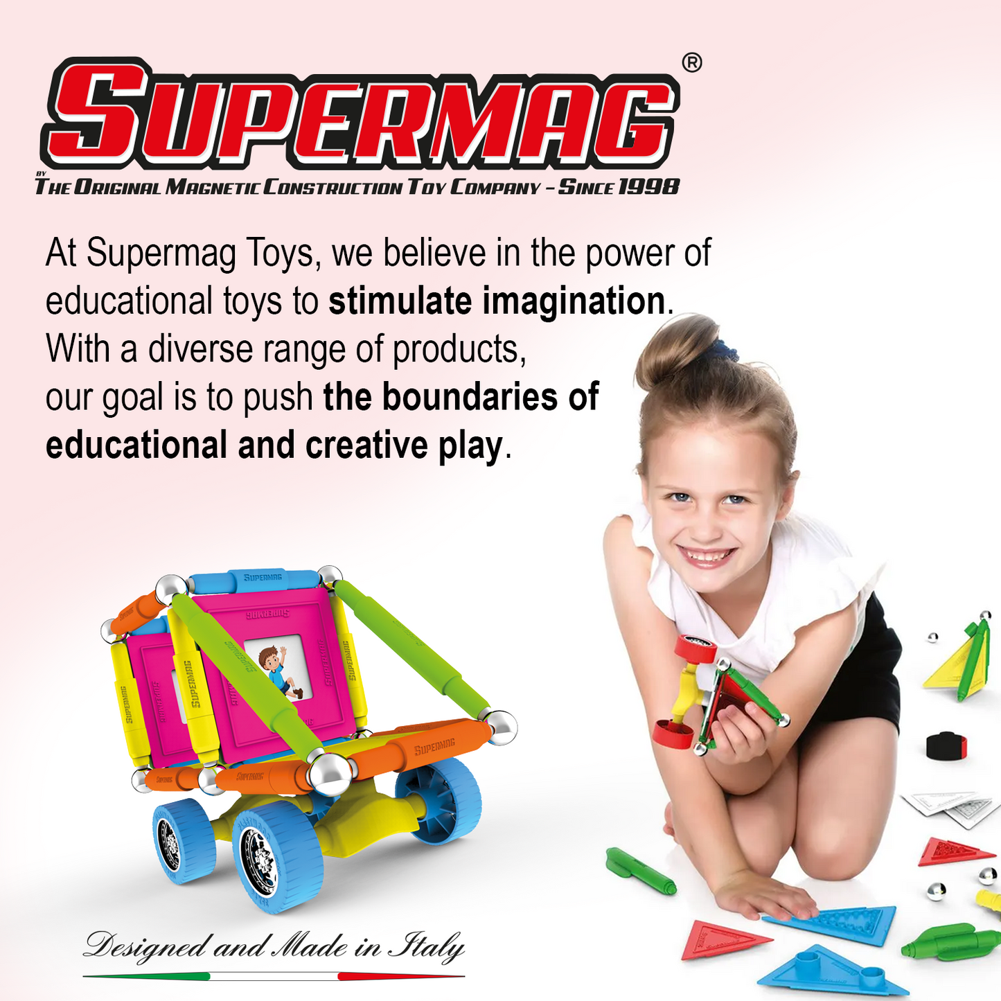 Tinamiri Supermag - Wheels 55 - Magnetic Building Set, Educational construction fun, 55 piece set, Magnet Toys, 0661 Bridge Toys - Premium Jigsaw Puzzles