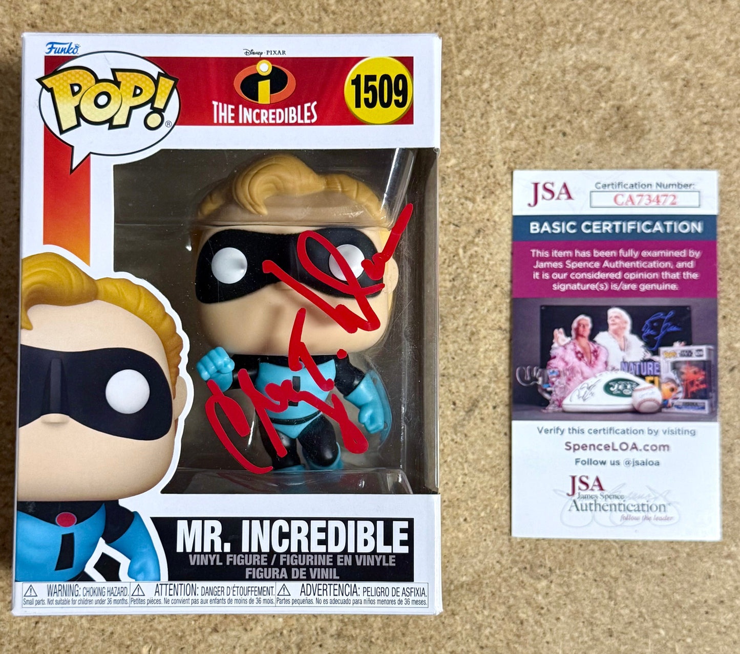 Craig T. Nelson Signed Disney Mr. Incredible Funko Pop! #1509 With JSA COA Mustang Comics
