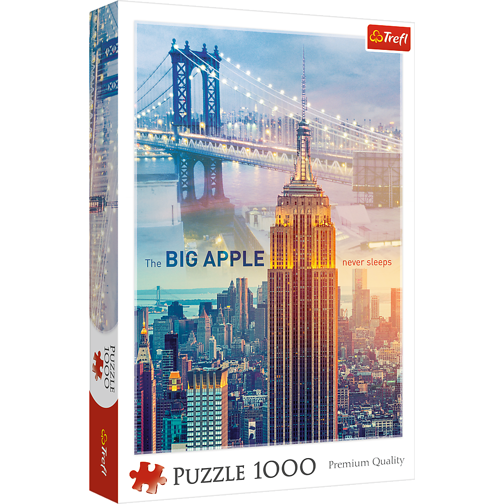1000 Piece Jigsaw Puzzle, New York at Dawn, Brooklyn Bridge, Empire State Building, City Skyline, USA, Adult Puzzles, Trefl 10393 Bridge Toys - Premium Jigsaw Puzzles