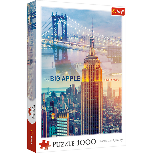 1000 Piece Jigsaw Puzzle, New York at Dawn, Brooklyn Bridge, Empire State Building, City Skyline, USA, Adult Puzzles, Trefl 10393 Bridge Toys - Premium Jigsaw Puzzles