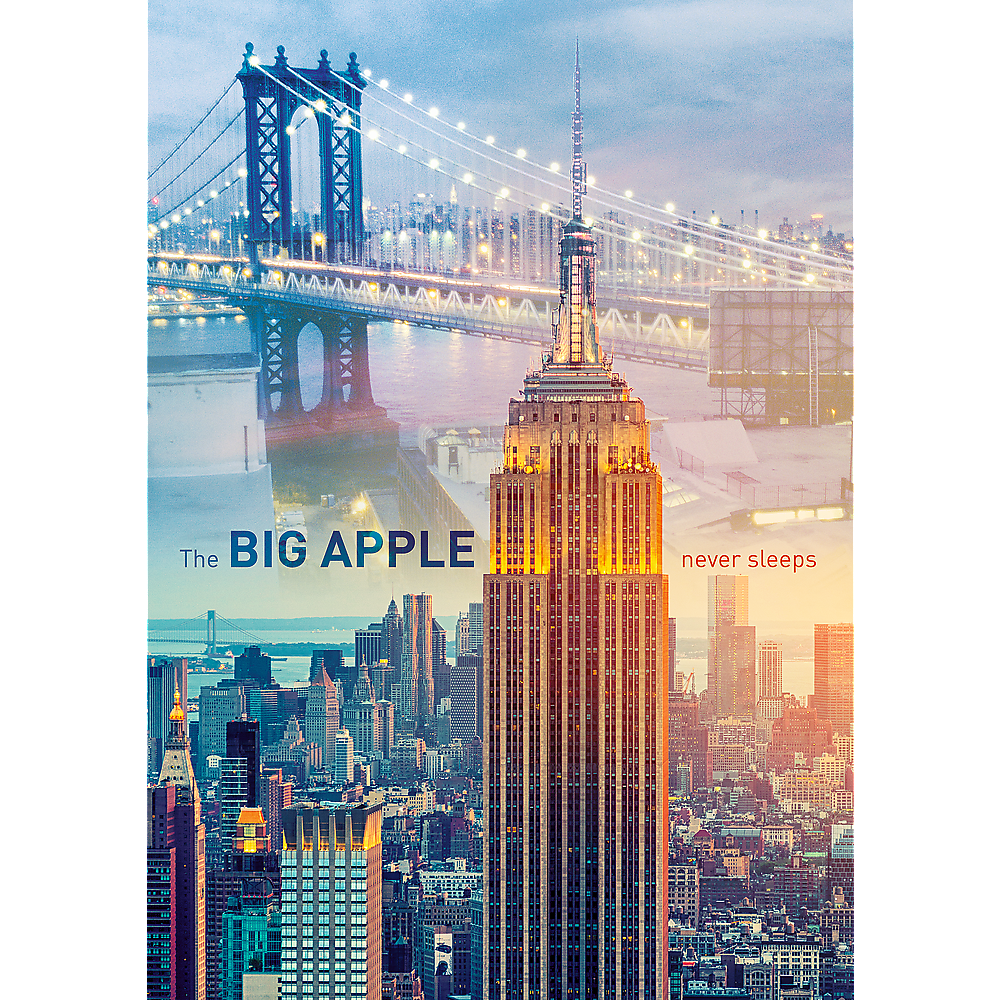1000 Piece Jigsaw Puzzle, New York at Dawn, Brooklyn Bridge, Empire State Building, City Skyline, USA, Adult Puzzles, Trefl 10393 Bridge Toys - Premium Jigsaw Puzzles