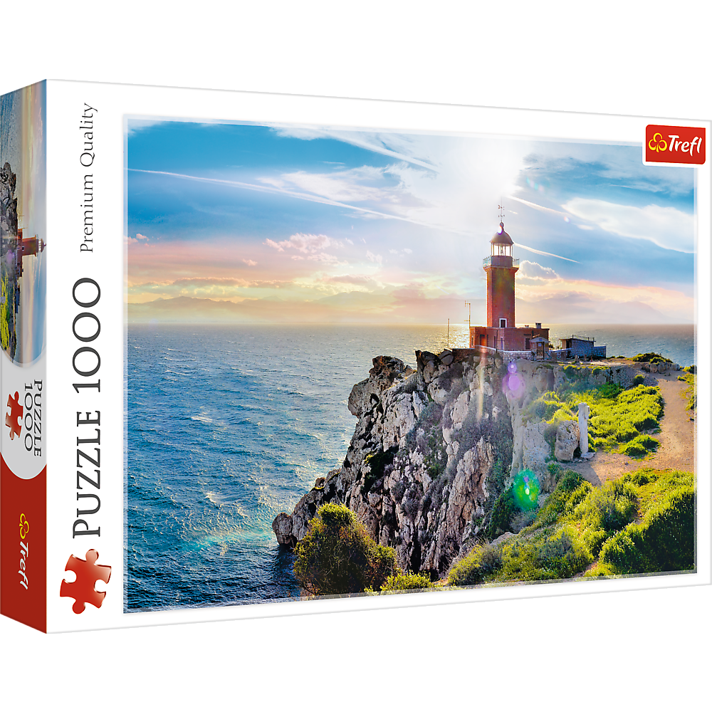 1000 Piece Jigsaw Puzzles, The Melagavi Lighthouse, Greece, Ocean, Alkyonides Islands, Adult Puzzles, Trefl 10436 Bridge Toys - Premium Jigsaw Puzzles