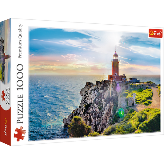 1000 Piece Jigsaw Puzzles, The Melagavi Lighthouse, Greece, Ocean, Alkyonides Islands, Adult Puzzles, Trefl 10436 Bridge Toys - Premium Jigsaw Puzzles