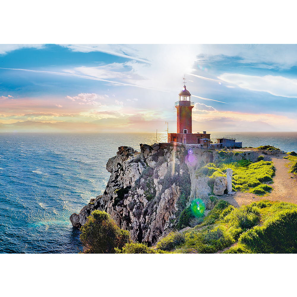 1000 Piece Jigsaw Puzzles, The Melagavi Lighthouse, Greece, Ocean, Alkyonides Islands, Adult Puzzles, Trefl 10436 Bridge Toys - Premium Jigsaw Puzzles