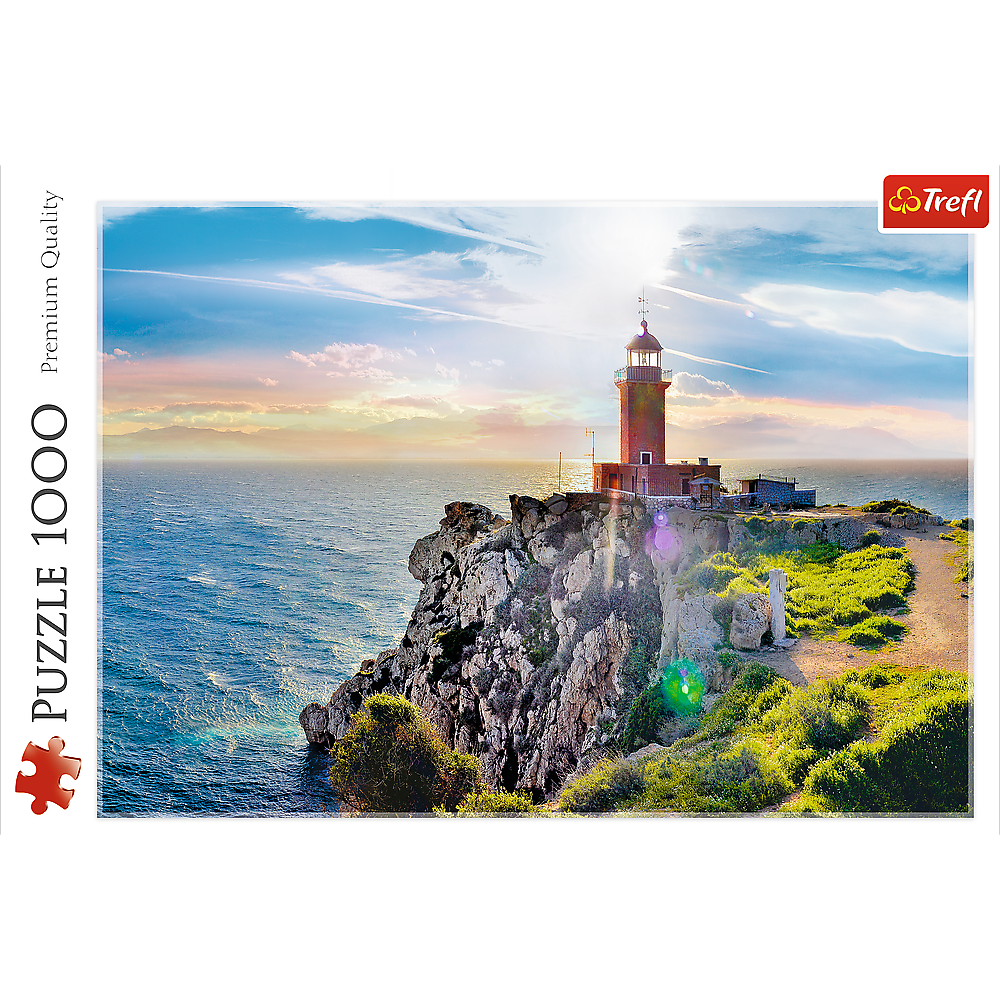 1000 Piece Jigsaw Puzzles, The Melagavi Lighthouse, Greece, Ocean, Alkyonides Islands, Adult Puzzles, Trefl 10436 Bridge Toys - Premium Jigsaw Puzzles