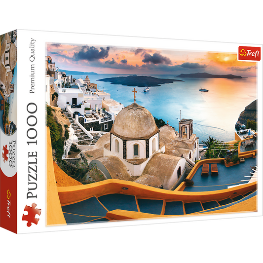 1000 Piece Jigsaw Puzzles, Fairytale Santorini, Puzzle of Greece, Island Paradise and Ocean Scene, Adult Puzzles, Trefl 10445 Bridge Toys - Premium Jigsaw Puzzles