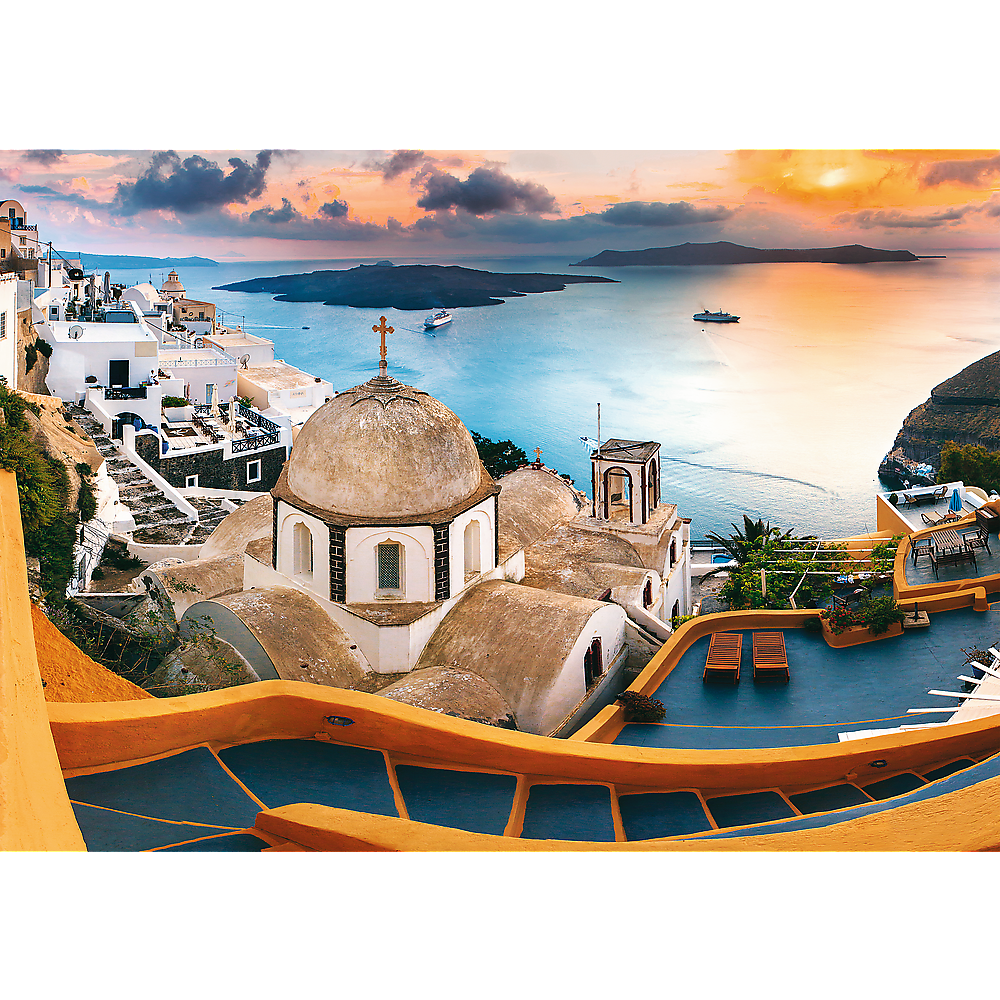 1000 Piece Jigsaw Puzzles, Fairytale Santorini, Puzzle of Greece, Island Paradise and Ocean Scene, Adult Puzzles, Trefl 10445 Bridge Toys - Premium Jigsaw Puzzles