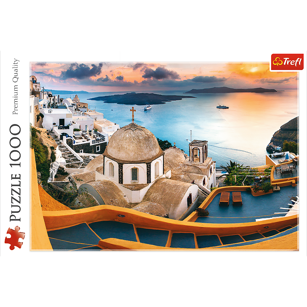 1000 Piece Jigsaw Puzzles, Fairytale Santorini, Puzzle of Greece, Island Paradise and Ocean Scene, Adult Puzzles, Trefl 10445 Bridge Toys - Premium Jigsaw Puzzles