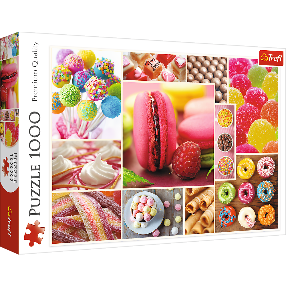 1000 Piece Jigsaw Puzzles, Candy, Collage, Sweets, Macaroons, Donuts, Adult Puzzles, Trefl 10469 Bridge Toys - Premium Jigsaw Puzzles