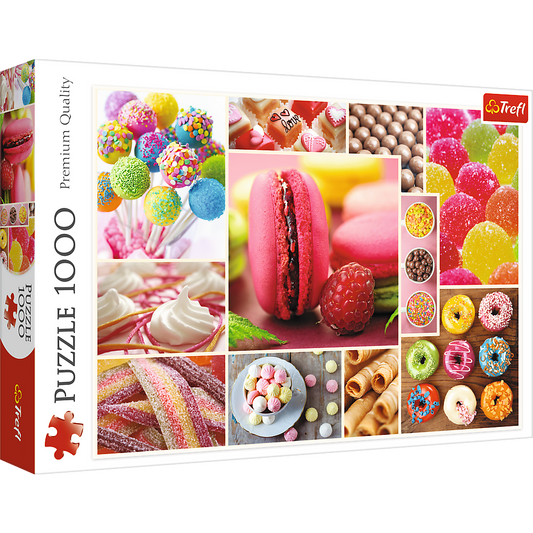 1000 Piece Jigsaw Puzzles, Candy, Collage, Sweets, Macaroons, Donuts, Adult Puzzles, Trefl 10469 Bridge Toys - Premium Jigsaw Puzzles