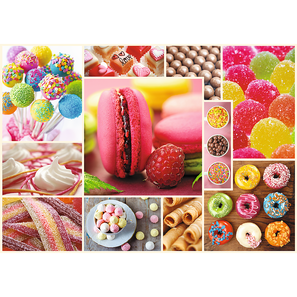 1000 Piece Jigsaw Puzzles, Candy, Collage, Sweets, Macaroons, Donuts, Adult Puzzles, Trefl 10469 Bridge Toys - Premium Jigsaw Puzzles