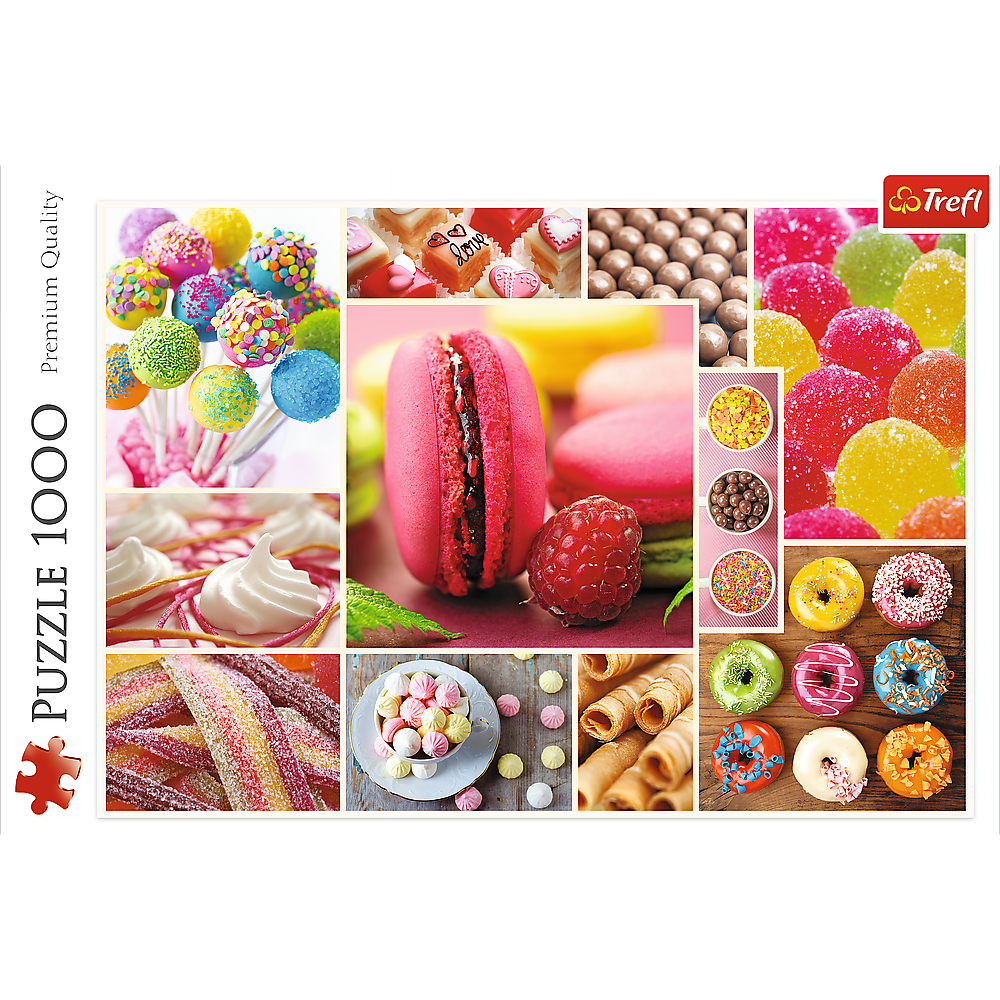1000 Piece Jigsaw Puzzles, Candy, Collage, Sweets, Macaroons, Donuts, Adult Puzzles, Trefl 10469 Bridge Toys - Premium Jigsaw Puzzles