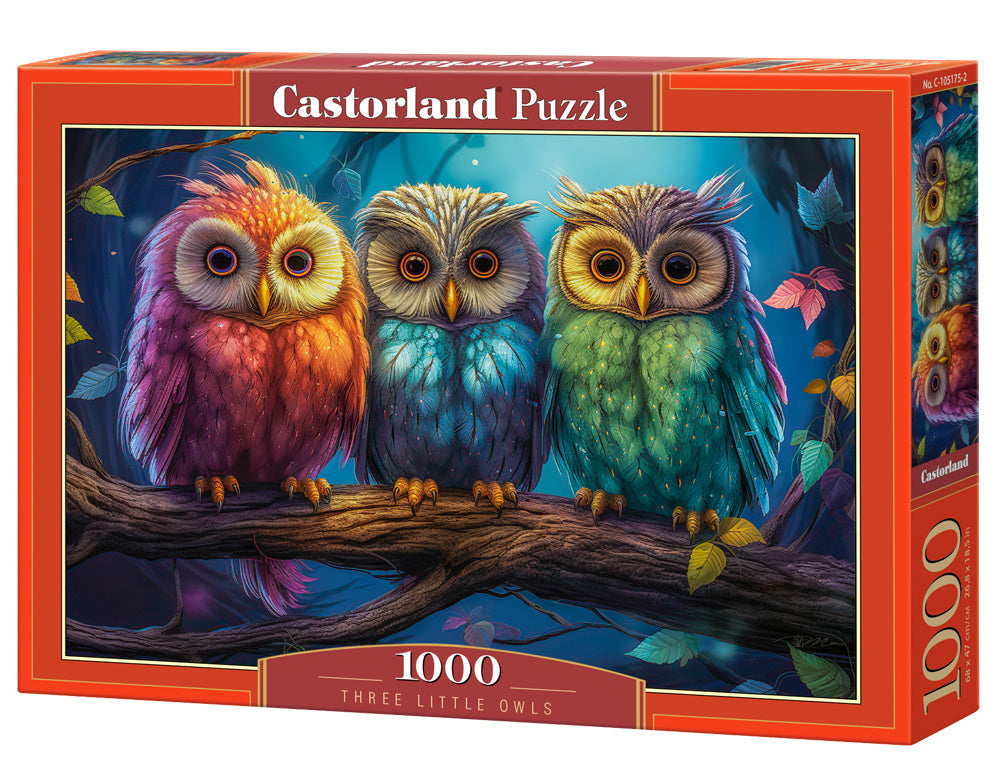 1000 Piece Jigsaw Puzzle, Three Little Owls, Animal Puzzles, Colorful birds, Adult Puzzle, Castorland C-105175-2 Bridge Toys - Premium Jigsaw Puzzles