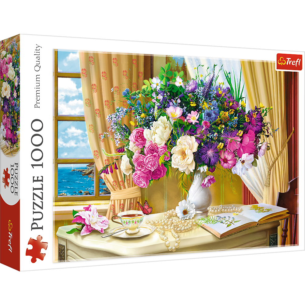 1000 Piece Jigsaw Puzzle, Flowers in The Morning, Painting Puzzle, Plants and Flower Puzzle, Adult Puzzles, Trefl 10526 Bridge Toys - Premium Jigsaw Puzzles