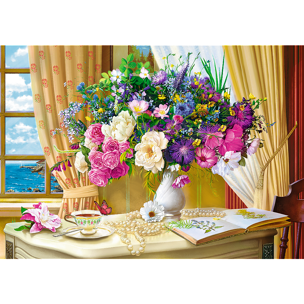 1000 Piece Jigsaw Puzzle, Flowers in The Morning, Painting Puzzle, Plants and Flower Puzzle, Adult Puzzles, Trefl 10526 Bridge Toys - Premium Jigsaw Puzzles