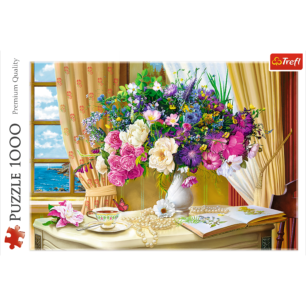 1000 Piece Jigsaw Puzzle, Flowers in The Morning, Painting Puzzle, Plants and Flower Puzzle, Adult Puzzles, Trefl 10526 Bridge Toys - Premium Jigsaw Puzzles