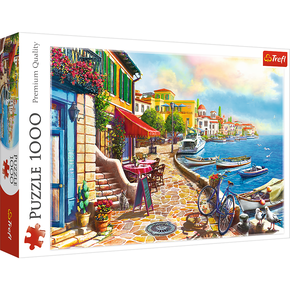 1000 Piece Jigsaw Puzzles, Sunny Embankment, Coastal City, Ocean, Adult Puzzles, Trefl 10527 Bridge Toys - Premium Jigsaw Puzzles