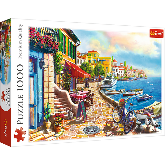 1000 Piece Jigsaw Puzzles, Sunny Embankment, Coastal City, Ocean, Adult Puzzles, Trefl 10527 Bridge Toys - Premium Jigsaw Puzzles