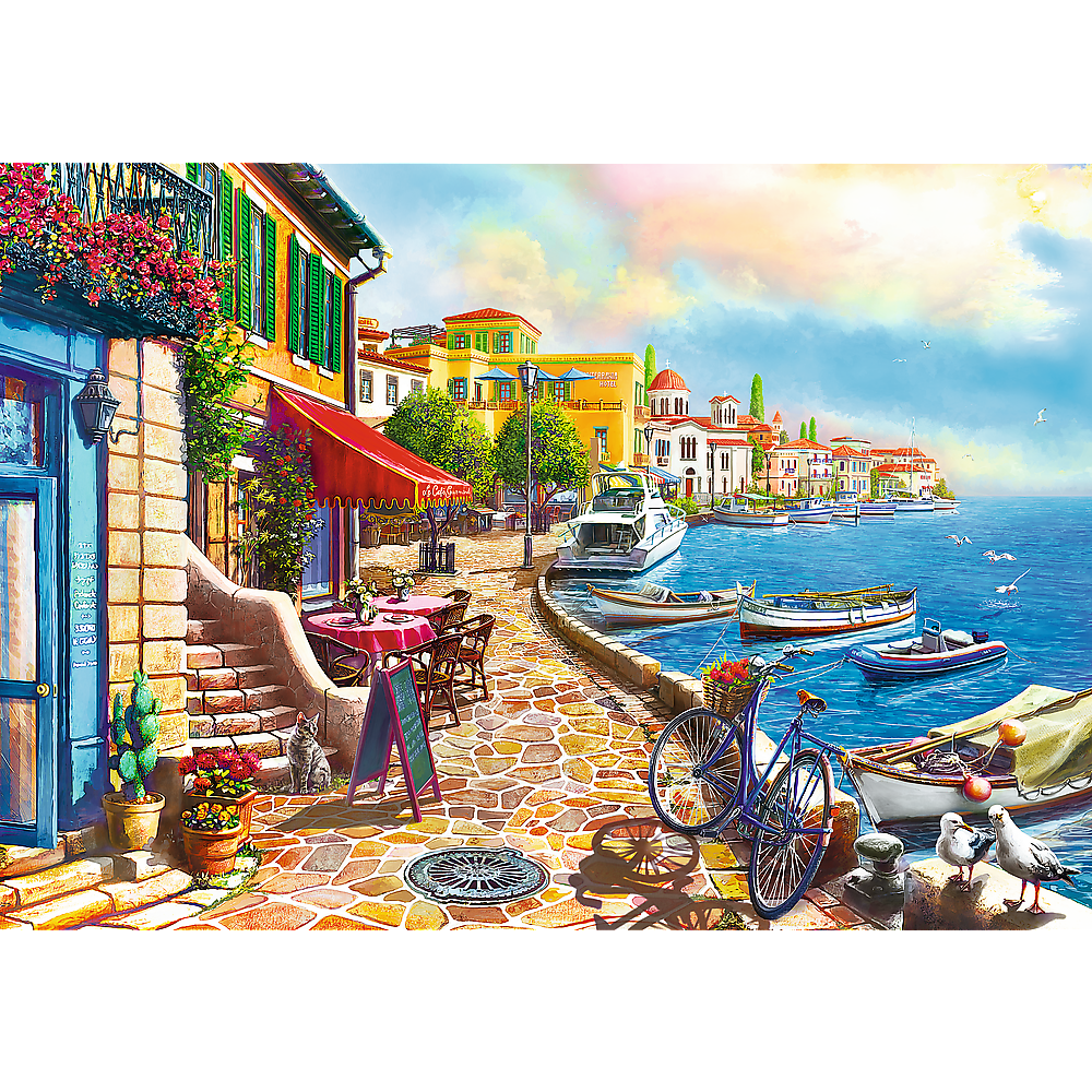 1000 Piece Jigsaw Puzzles, Sunny Embankment, Coastal City, Ocean, Adult Puzzles, Trefl 10527 Bridge Toys - Premium Jigsaw Puzzles