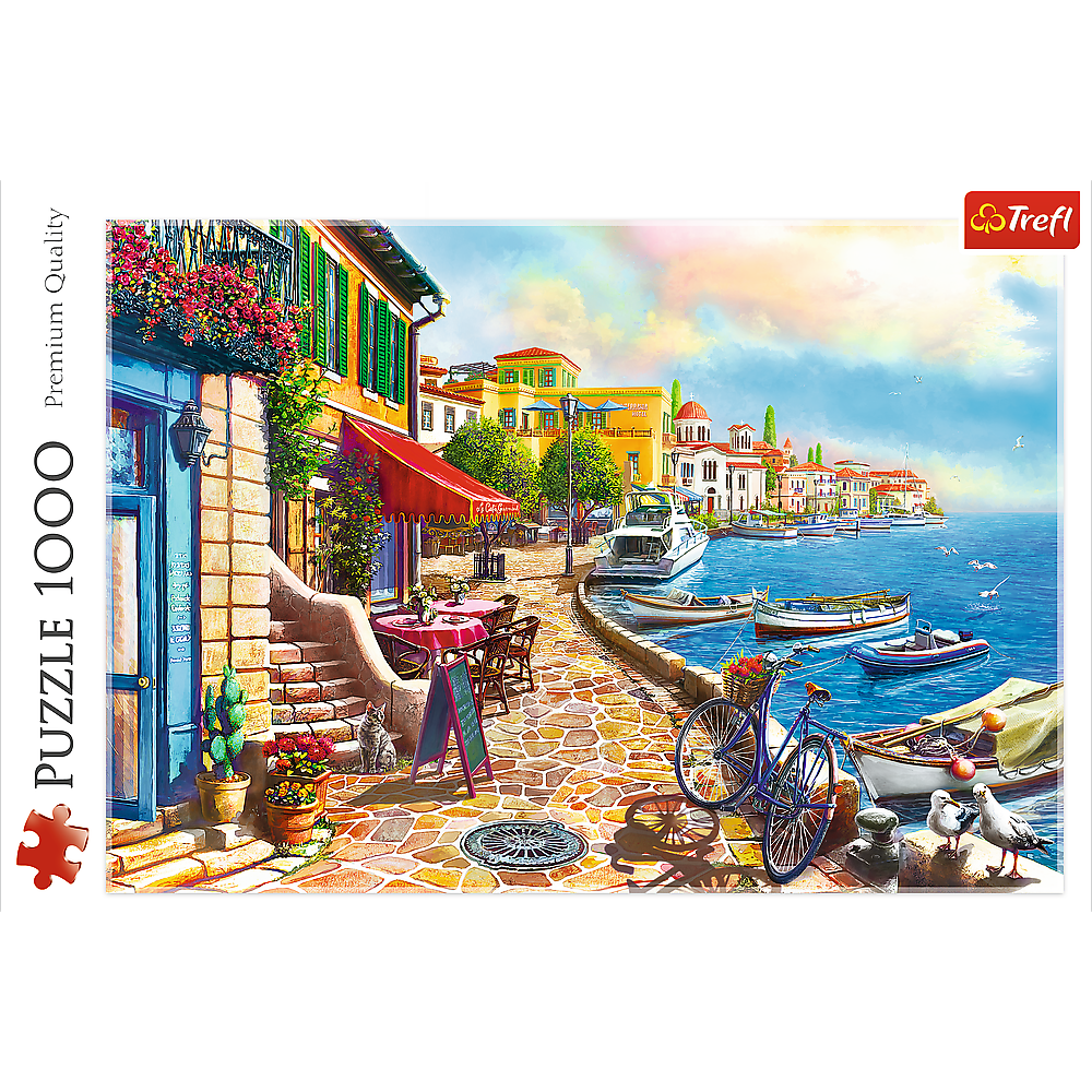 1000 Piece Jigsaw Puzzles, Sunny Embankment, Coastal City, Ocean, Adult Puzzles, Trefl 10527 Bridge Toys - Premium Jigsaw Puzzles