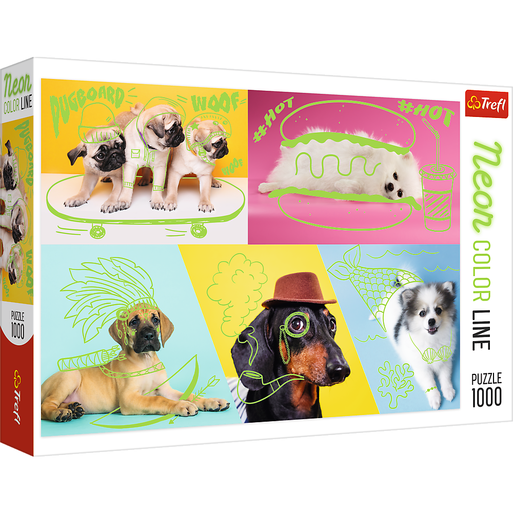 1000 Piece Jigsaw Puzzle, Far Out Dogs, Silly Pets, Puppies, Baby Animals, Pugs, Pomeranians, Adult Puzzles, Trefl 10578 Bridge Toys - Premium Jigsaw Puzzles