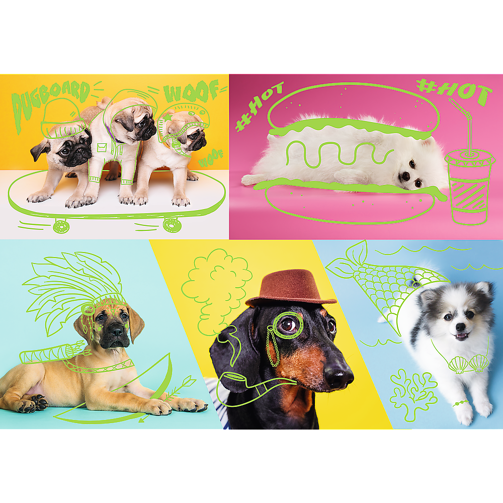 1000 Piece Jigsaw Puzzle, Far Out Dogs, Silly Pets, Puppies, Baby Animals, Pugs, Pomeranians, Adult Puzzles, Trefl 10578 Bridge Toys - Premium Jigsaw Puzzles