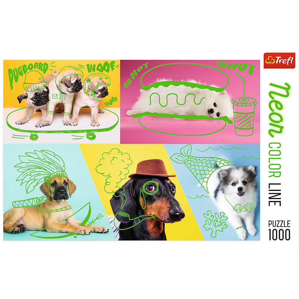 1000 Piece Jigsaw Puzzle, Far Out Dogs, Silly Pets, Puppies, Baby Animals, Pugs, Pomeranians, Adult Puzzles, Trefl 10578 Bridge Toys - Premium Jigsaw Puzzles