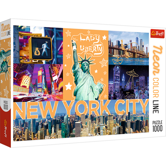 1000 Piece Jigsaw Puzzles, New York City Art, Puzzle of NYC with Neon, Puzzles of the USA, Adult Puzzles, Trefl 10579 Bridge Toys - Premium Jigsaw Puzzles