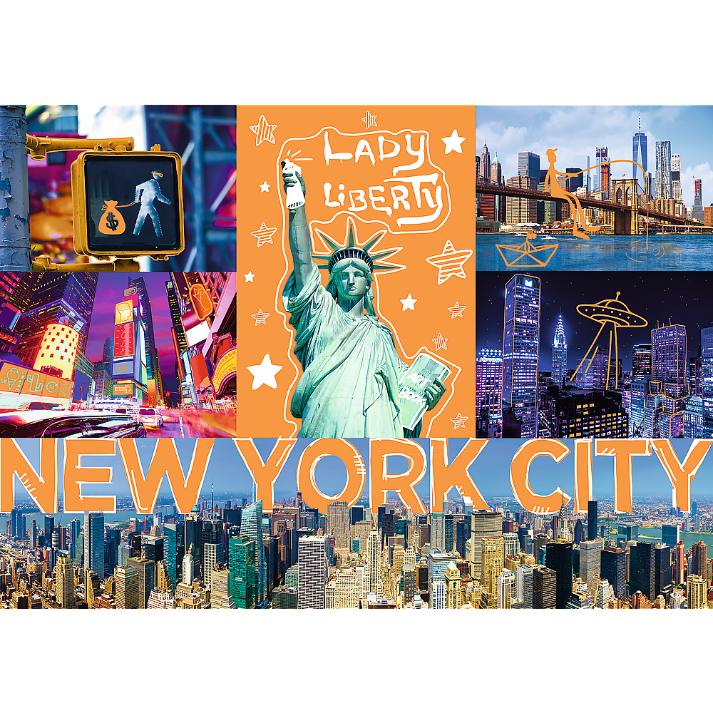 1000 Piece Jigsaw Puzzles, New York City Art, Puzzle of NYC with Neon, Puzzles of the USA, Adult Puzzles, Trefl 10579 Bridge Toys - Premium Jigsaw Puzzles