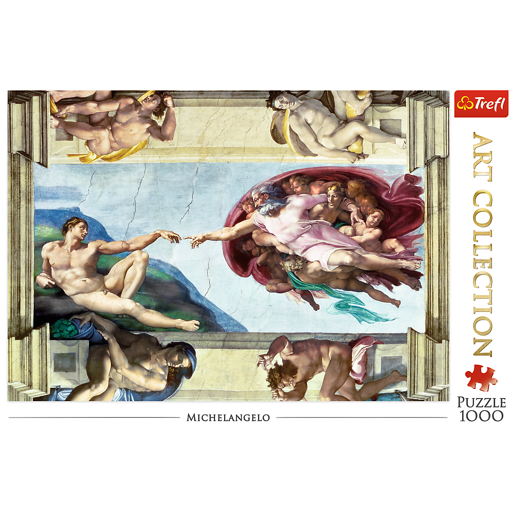 1000 Piece Jigsaw Puzzles Art Collection, The Creation of Adam by Michelangelo, Sistine Chapel, Art Puzzles, Adult Puzzles, Trefl 10590 Bridge Toys - Premium Jigsaw Puzzles