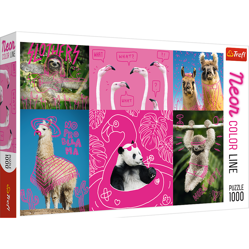 1000 Piece Jigsaw Puzzles, Crazy Animals, Silly Animals, Panda, Llama, Sloth, Flamingo, Adult Puzzles, Trefl 10594 Bridge Toys - Premium Jigsaw Puzzles