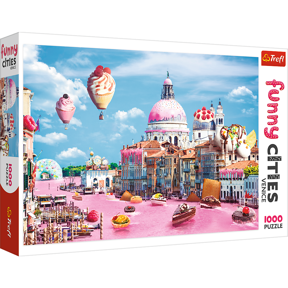 1000 Piece Jigsaw Puzzles, Funny Cities, Sweets in Venice, Colorful Puzzle of Venice with sweets, Adult Puzzles, Trefl 10598 Bridge Toys - Premium Jigsaw Puzzles