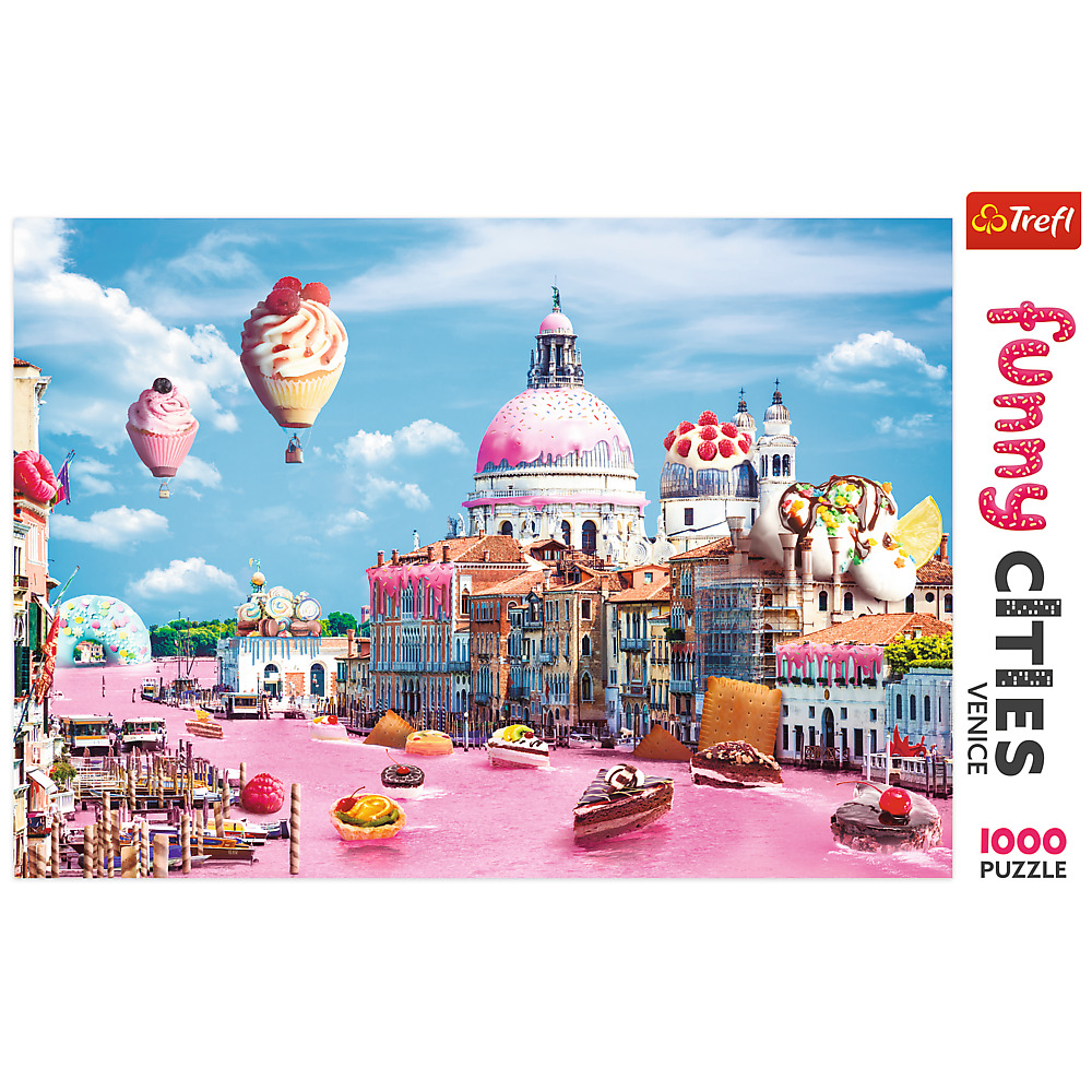 1000 Piece Jigsaw Puzzles, Funny Cities, Sweets in Venice, Colorful Puzzle of Venice with sweets, Adult Puzzles, Trefl 10598 Bridge Toys - Premium Jigsaw Puzzles