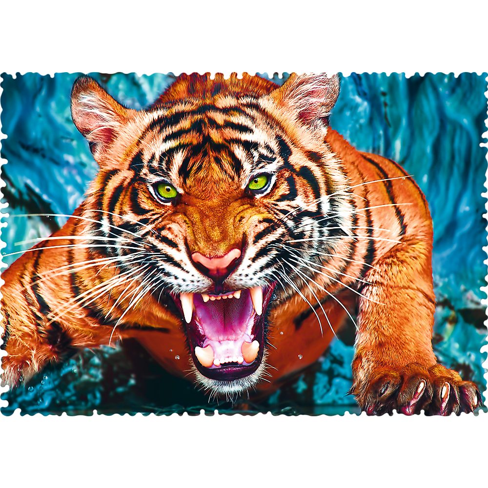 Crazy Shape 600 Piece Jigsaw Puzzles, Facing a Tiger, Animal Puzzle with Tiger, Adult Puzzles, Trefl 11110 Bridge Toys - Premium Jigsaw Puzzles