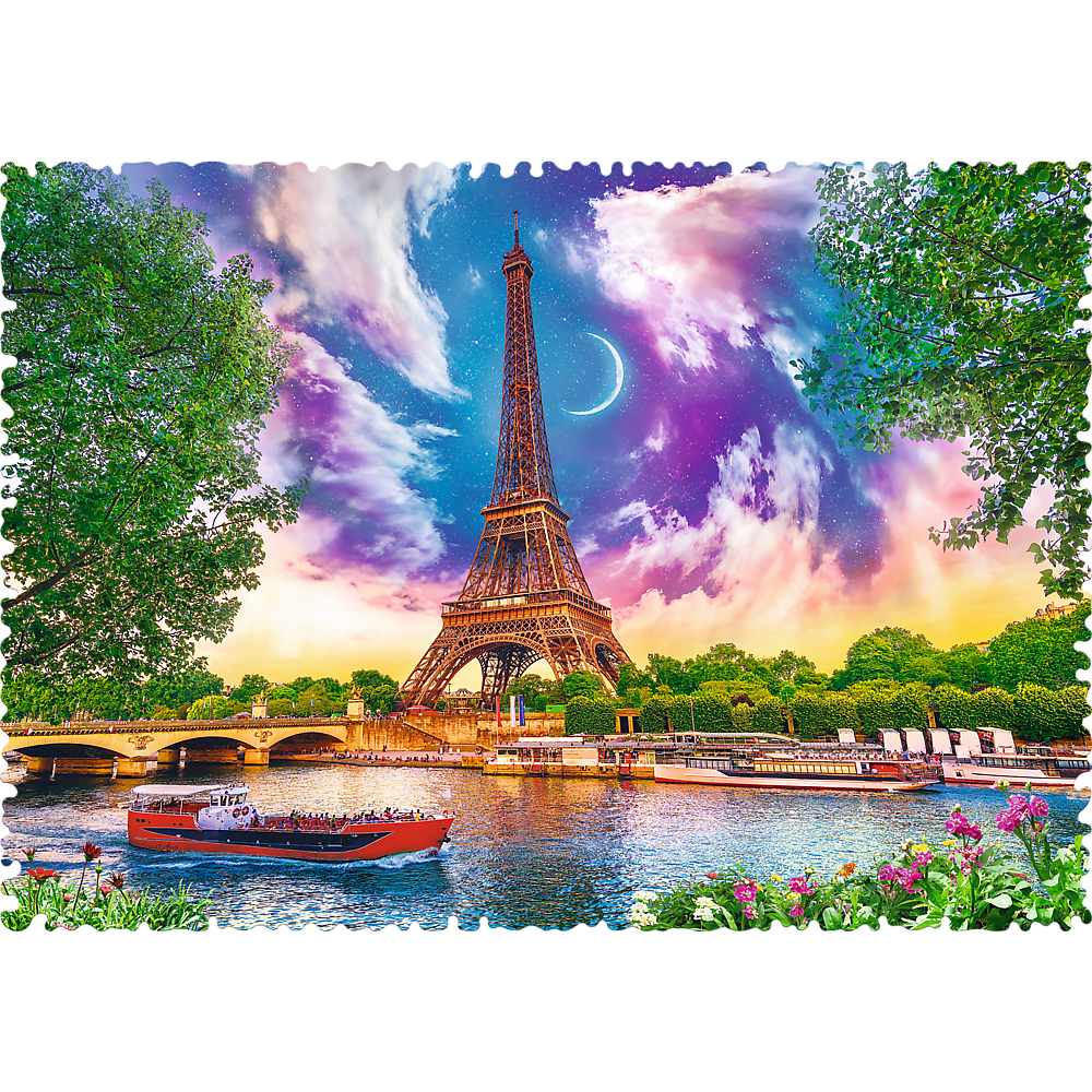 Crazy Shape 600 Piece Jigsaw Puzzles, Sky Over Paris, Puzzle of France, Eiffel Tower and French Cityscape, Adult Puzzles, Trefl 11115 Bridge Toys - Premium Jigsaw Puzzles