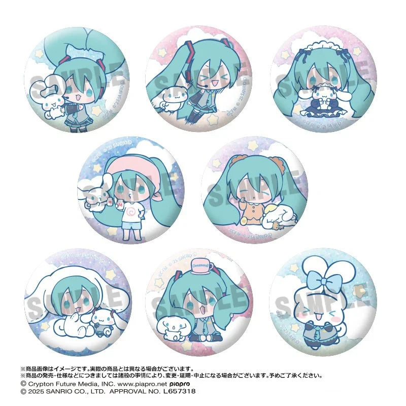 HATSUNE MIKU X CINNAMOROLL - GLITTER CAN BADGES TRADING BLIND BOX Anime Pop