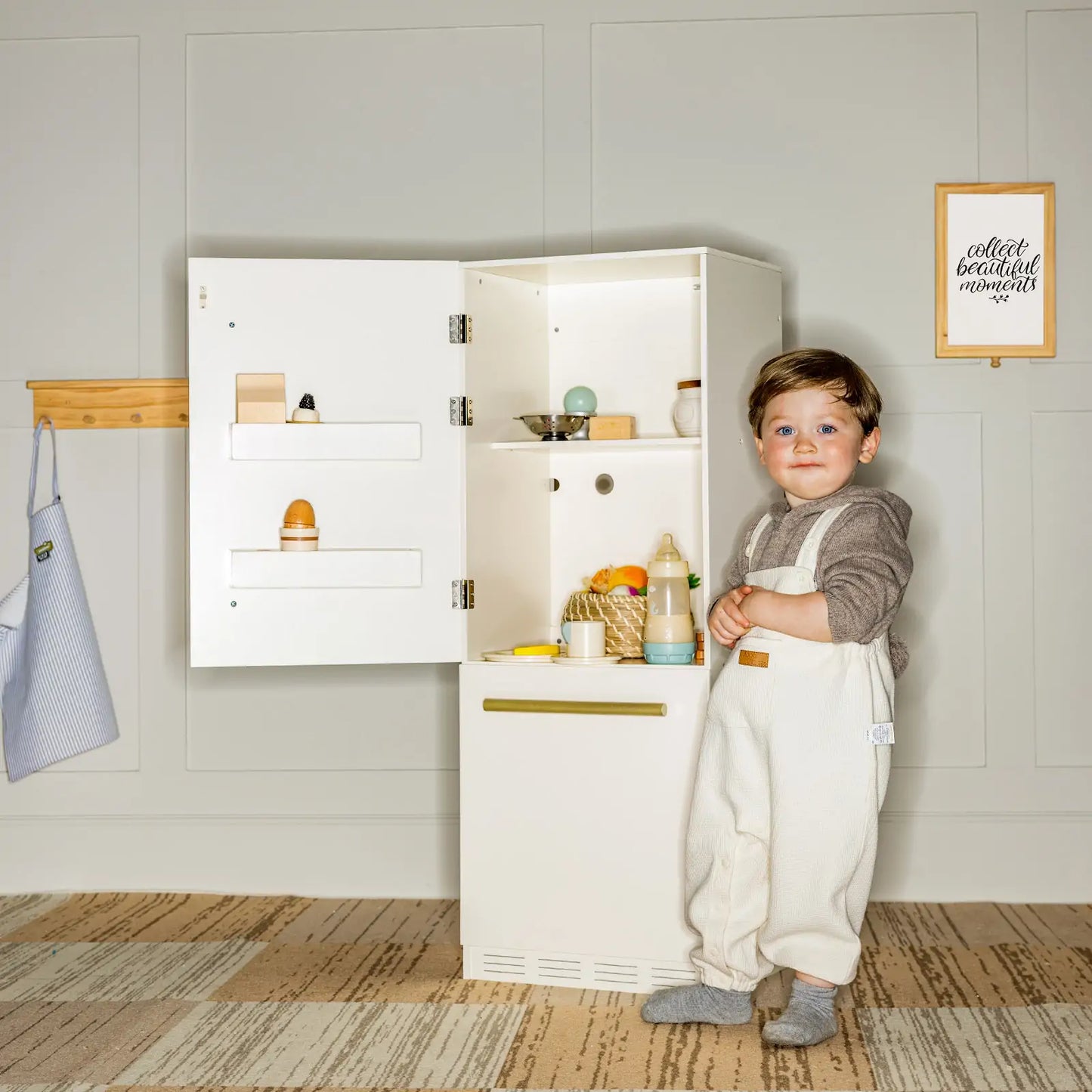 Tiny Land® Play Kitchen Accessories – Play Kitchen Fridge: Wooden Cabinet Refrigerator for Kids Tiny Land INC