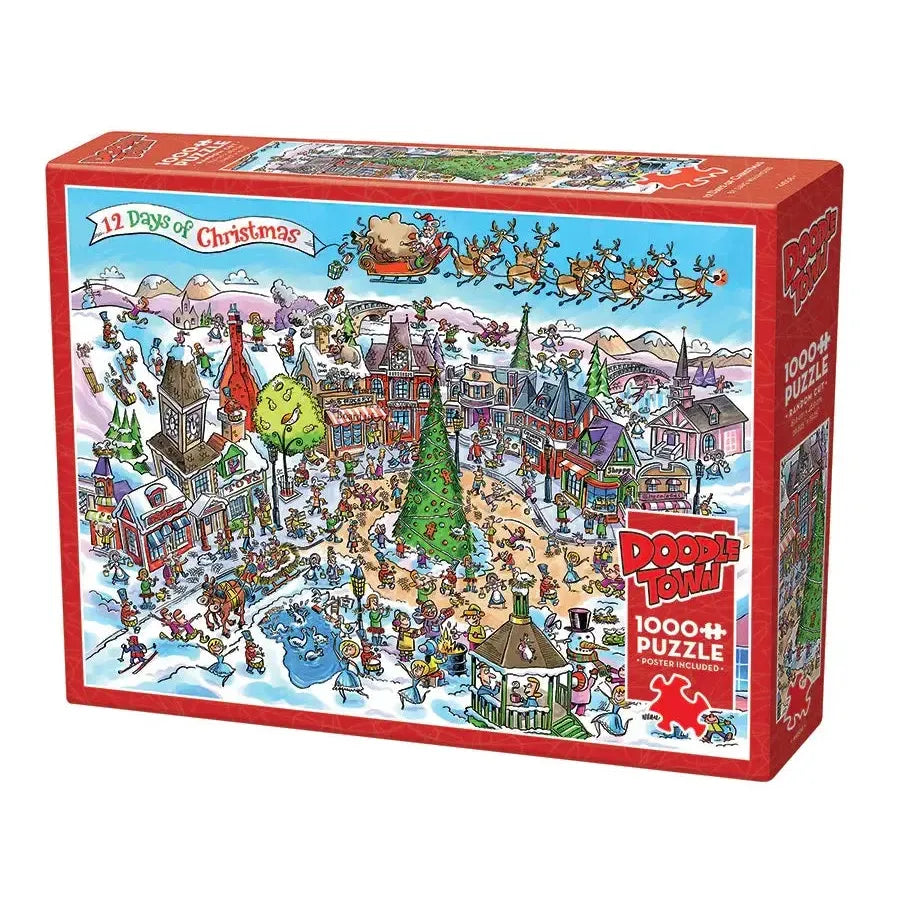 12 Days of Christmas Doodle Town 1000 Piece Jigsaw Puzzle Cobble Hill Puzzle Merchant