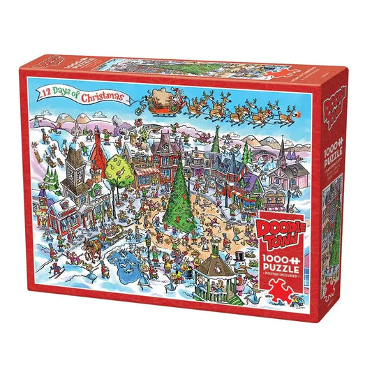 12 Days of Christmas Doodle Town 1000 Piece Jigsaw Puzzle Cobble Hill Puzzle Merchant