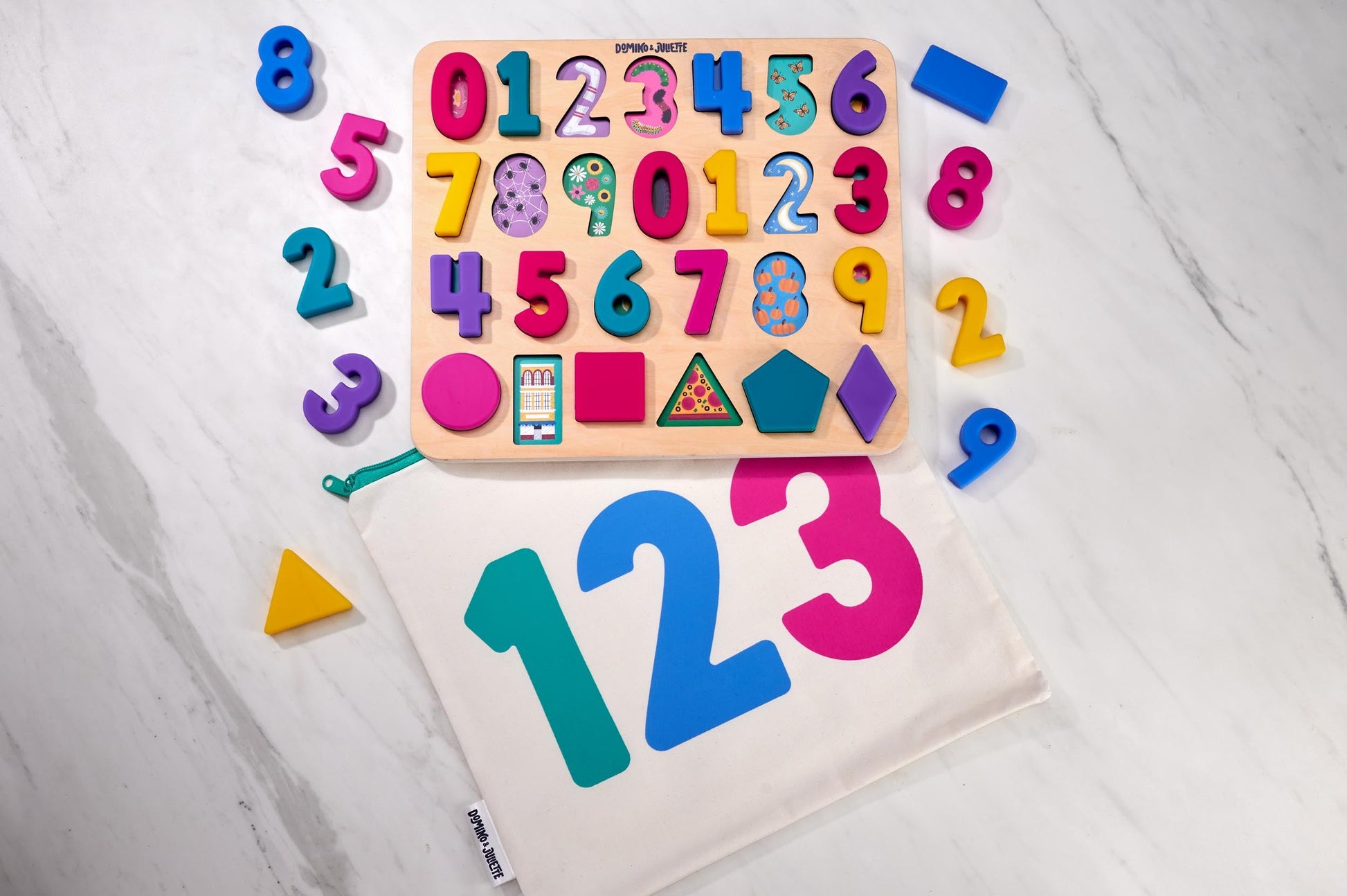 123 Find & Fit Puzzle: Domino & Juliette Number & Shape Puzzle, Silicone Educational Toy for Toddlers